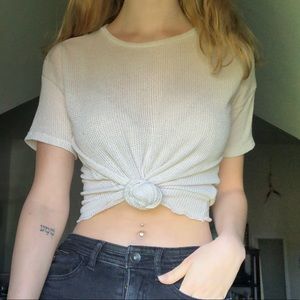 American Eagle cream box tee